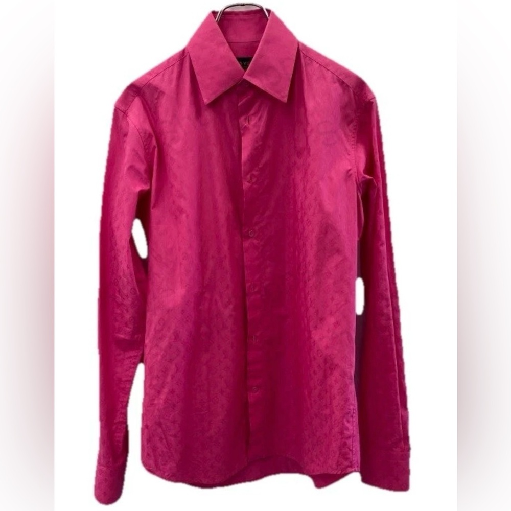 Louis Vuitton Monogram Pink Slim Fit Button Down Shirt Small